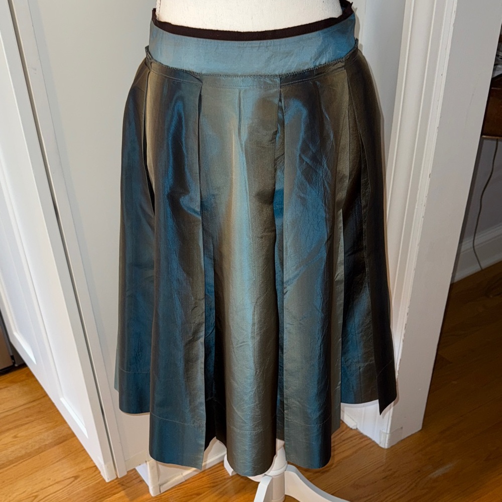 DKNY Silk Skirt with pleats - Turquoise and Brown